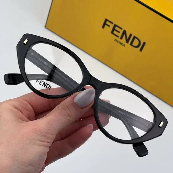 Fendi FE50020I FIRST 001 BRAND NEW Eyeglasses Shiny Black Women Cat Eye